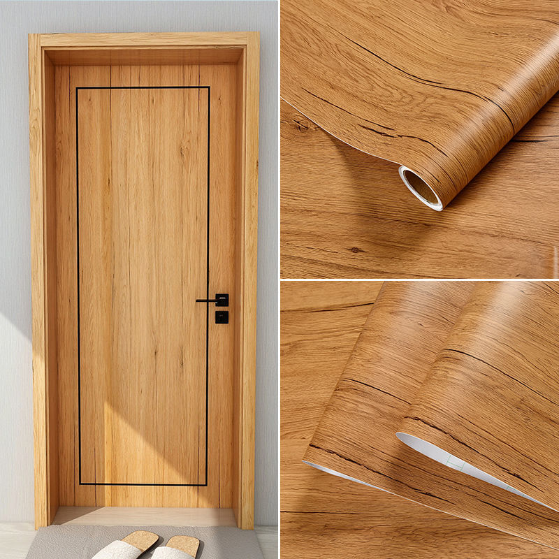 Waterproof PVC Wood Grain Self-Adhesive Sticker Roll yellow-teak 80x300cm by HitMyNeed
