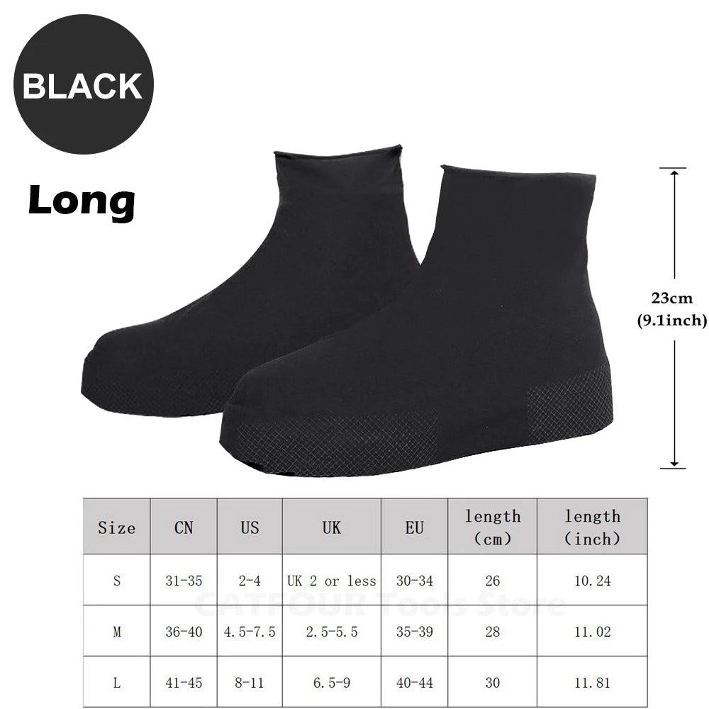 Waterproof Reusable Silicone Shoe Covers long-black l-40-45 by HitMyNeed