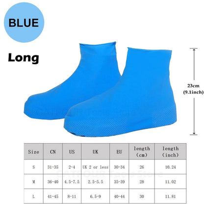 Waterproof Reusable Silicone Shoe Covers long-blue m-35-39 by HitMyNeed
