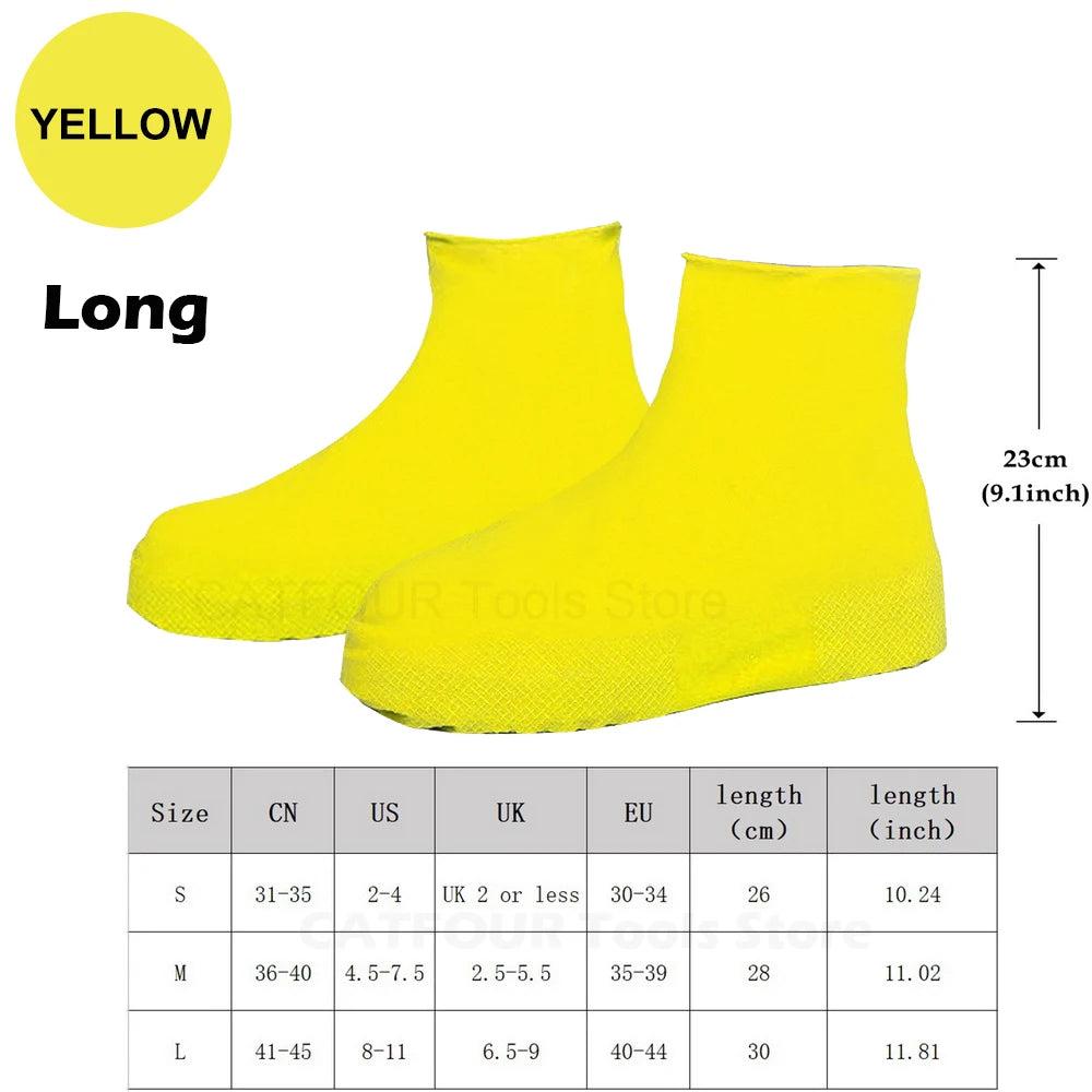 Waterproof Reusable Silicone Shoe Covers long-yellow l-40-45 by HitMyNeed