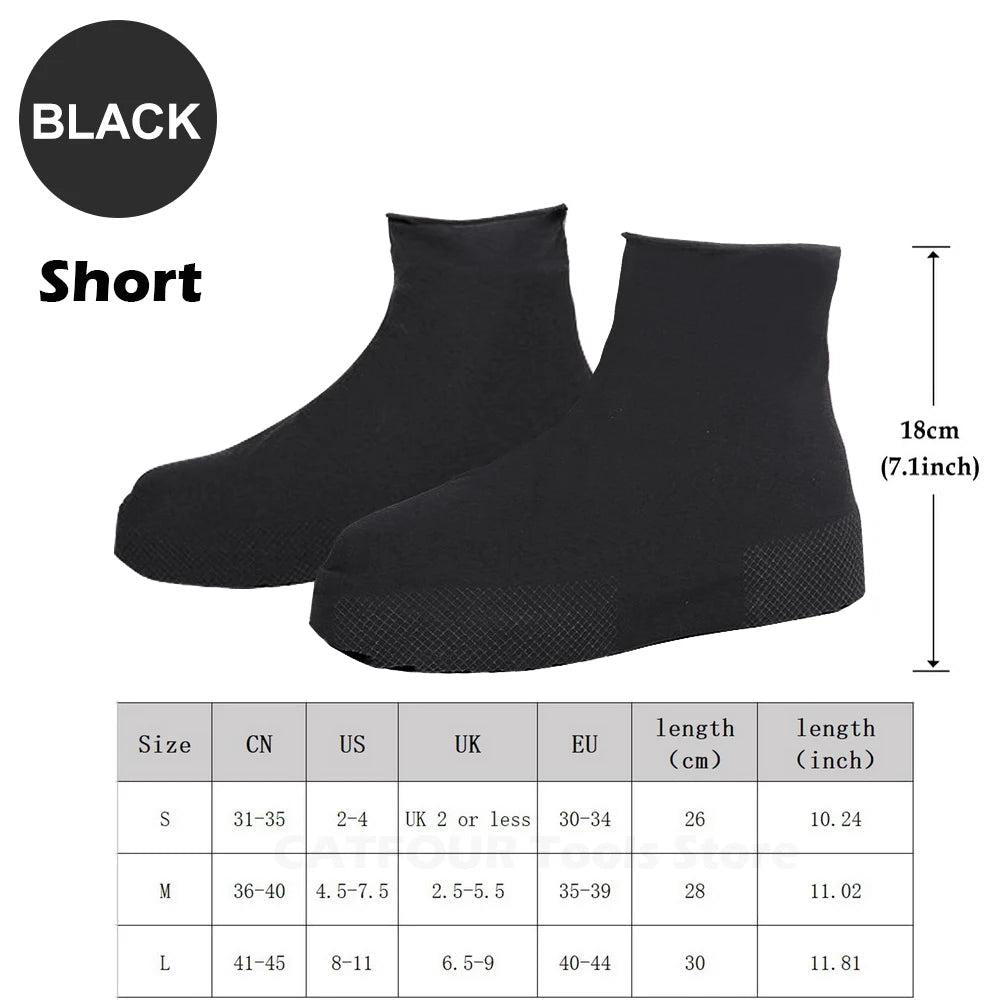 Waterproof Reusable Silicone Shoe Covers short-black s-26-34 by HitMyNeed