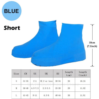 Waterproof Reusable Silicone Shoe Covers short-blue m-35-39 by HitMyNeed