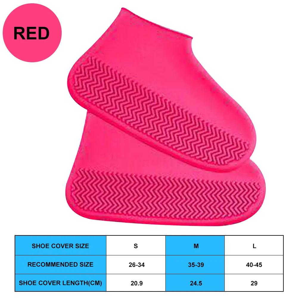 Waterproof Reusable Silicone Shoe Covers thickened-red s-26-34 by HitMyNeed