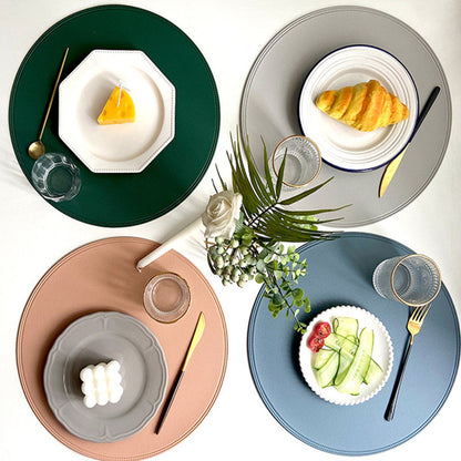 Waterproof Round PVC Leather Placemat 38cm by HitMyNeed