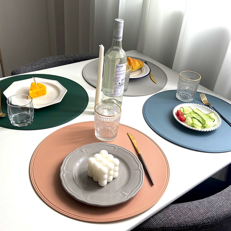 Waterproof Round PVC Leather Placemat 38cm by HitMyNeed
