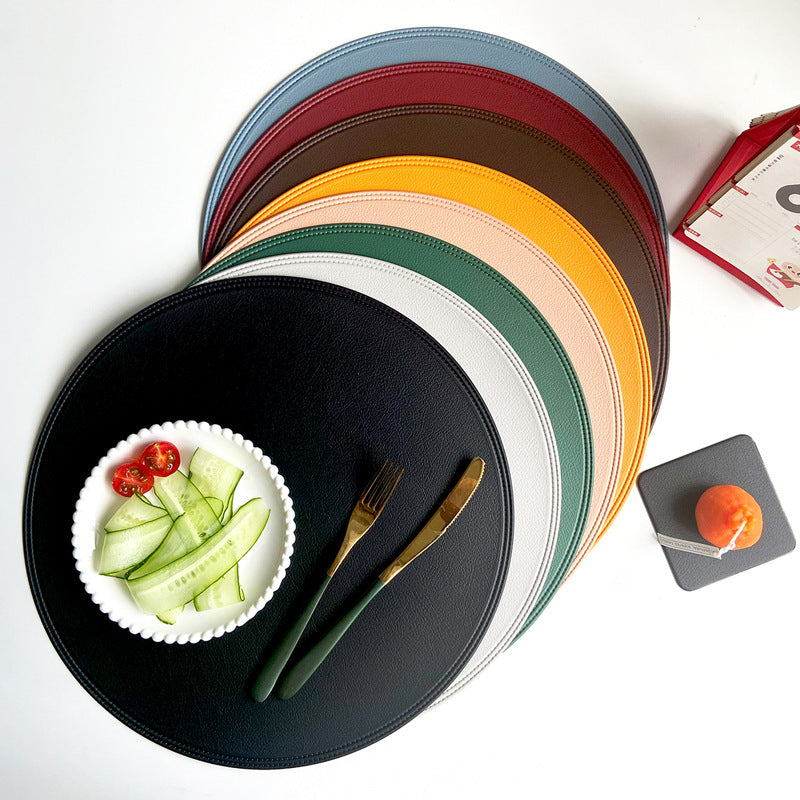 Waterproof Round PVC Leather Placemat 38cm by HitMyNeed