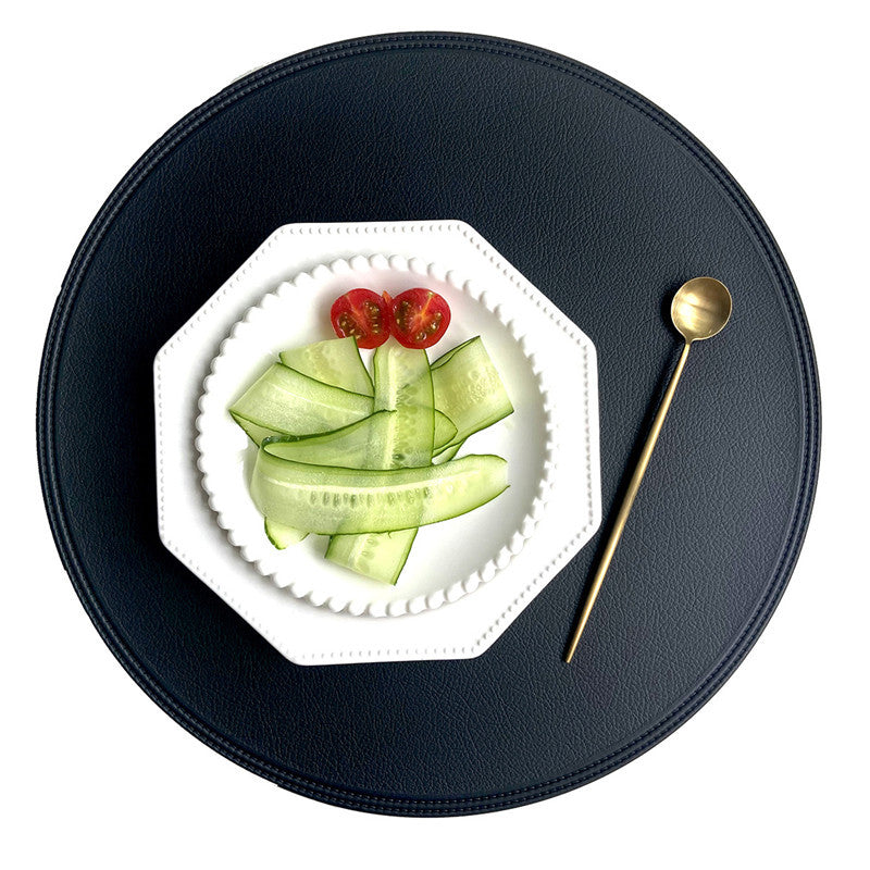 Waterproof Round PVC Leather Placemat 38cm black by HitMyNeed