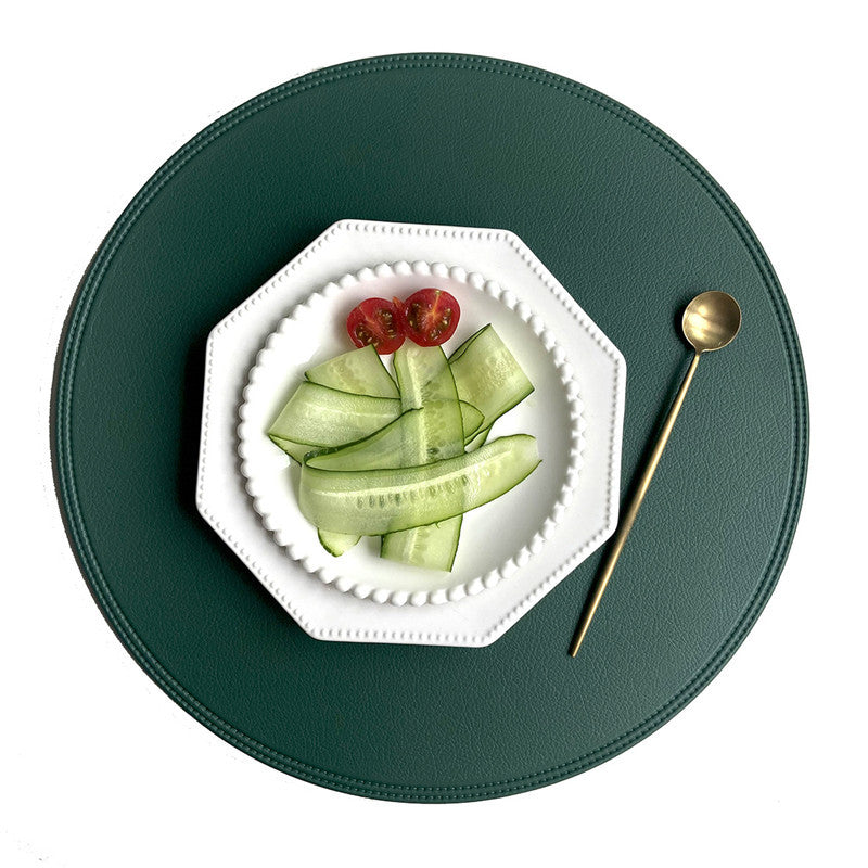 Waterproof Round PVC Leather Placemat 38cm green by HitMyNeed