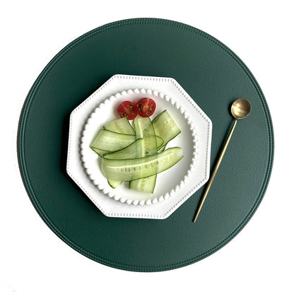 Waterproof Round PVC Leather Placemat 38cm green by HitMyNeed