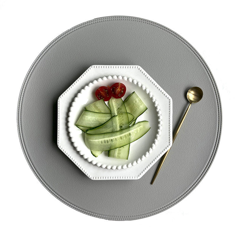 Waterproof Round PVC Leather Placemat 38cm grey by HitMyNeed