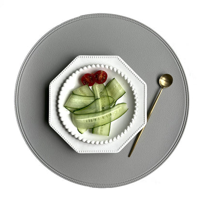 Waterproof Round PVC Leather Placemat 38cm grey by HitMyNeed