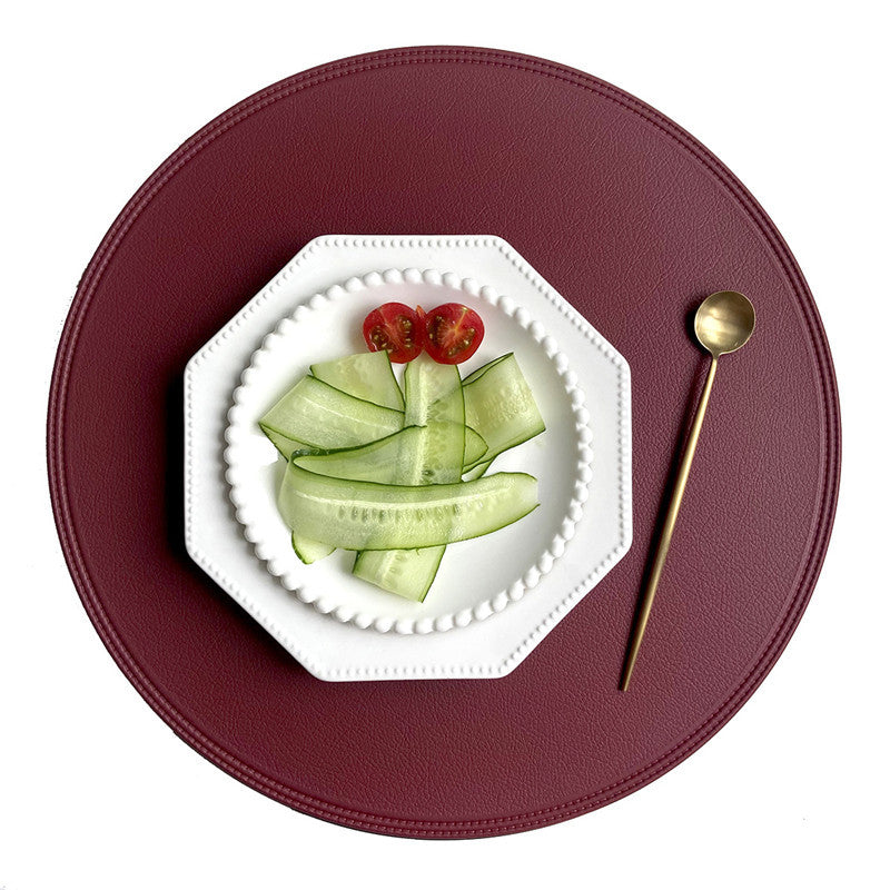 Waterproof Round PVC Leather Placemat 38cm red by HitMyNeed