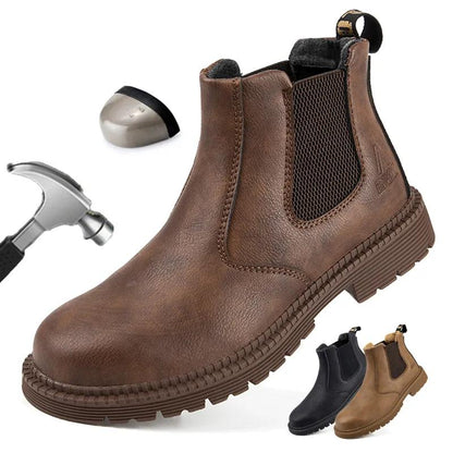 Waterproof Steel Toe Leather Work Boots for Men by HitMyNeed
