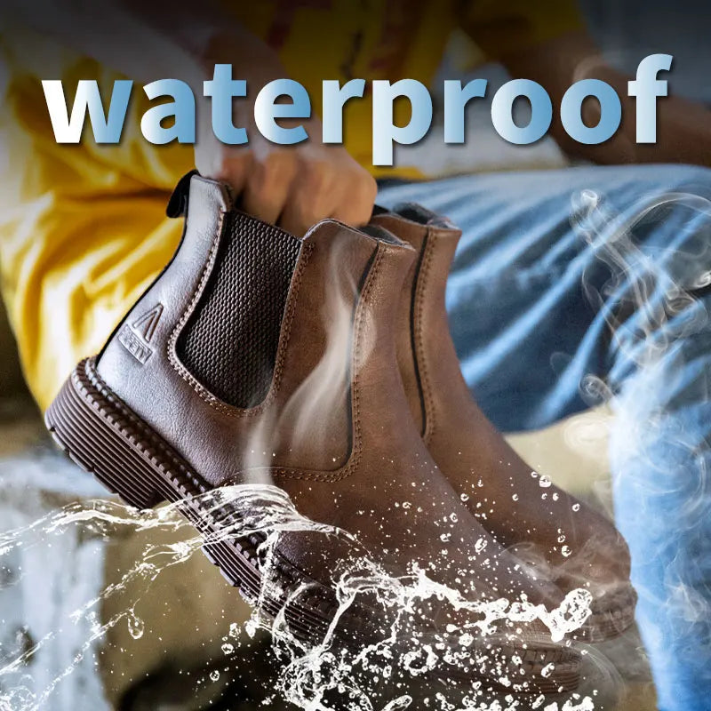 Waterproof Steel Toe Leather Work Boots for Men by HitMyNeed