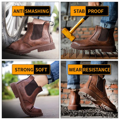 Waterproof Steel Toe Leather Work Boots for Men by HitMyNeed