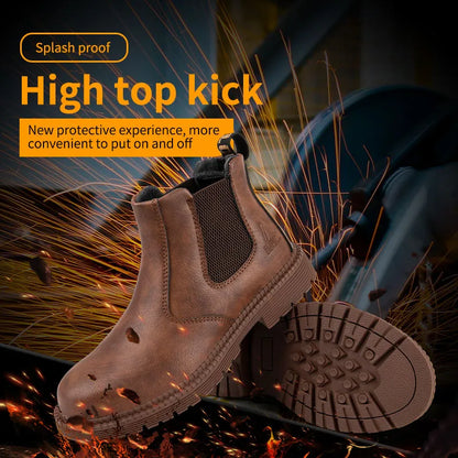 Waterproof Steel Toe Leather Work Boots for Men by HitMyNeed