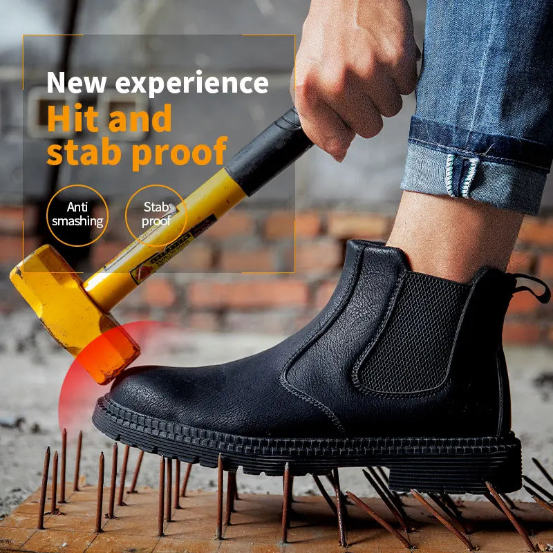 Waterproof Steel Toe Leather Work Boots for Men by HitMyNeed