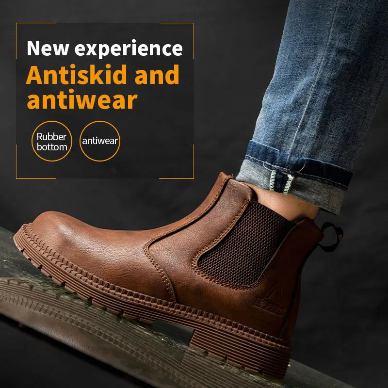 Waterproof Steel Toe Leather Work Boots for Men by HitMyNeed
