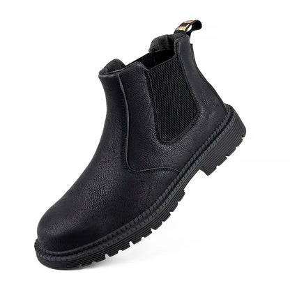 Waterproof Steel Toe Leather Work Boots for Men black 45.0 by HitMyNeed