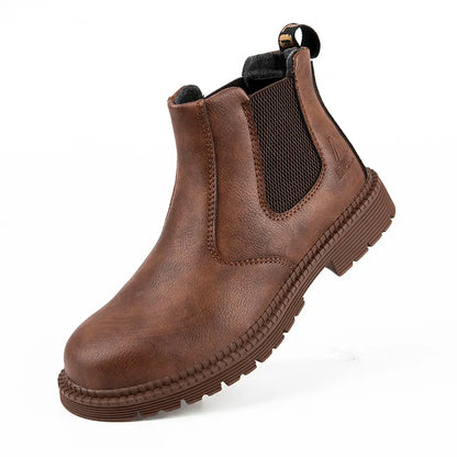 Waterproof Steel Toe Leather Work Boots for Men brown 48.0 by HitMyNeed