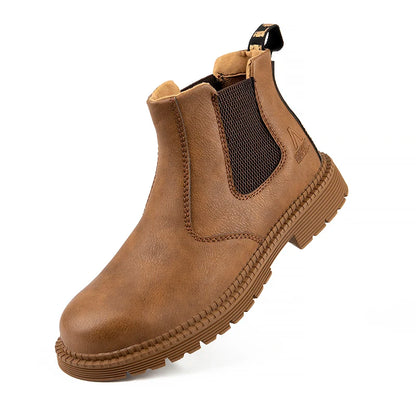 Waterproof Steel Toe Leather Work Boots for Men camel 45.0 by HitMyNeed