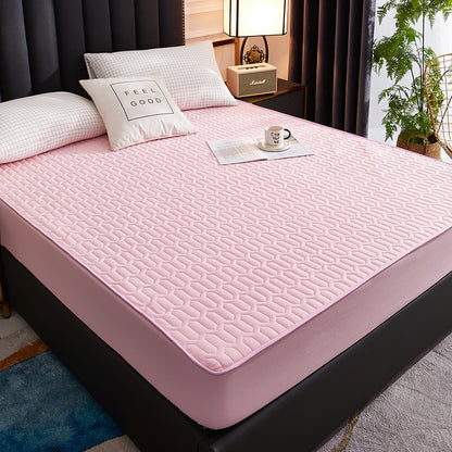 Waterproof Thick Mattress Protector Fitted Cover pink 90x200x30cm by HitMyNeed