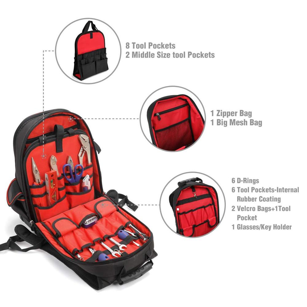 Waterproof Tool Backpack with 60 Pockets by HitMyNeed