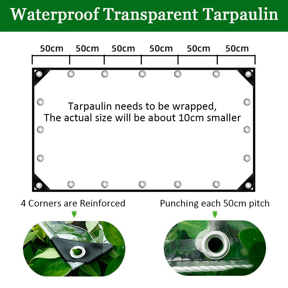 Waterproof Transparent PVC Tarpaulin with Eyelets by HitMyNeed