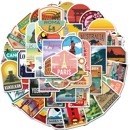 Waterproof Travel Suitcase Stickers Set (50pcs) by HitMyNeed