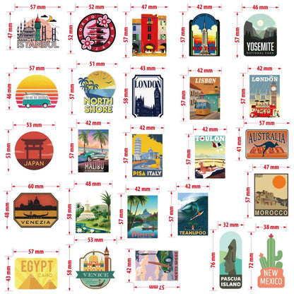 Waterproof Travel Suitcase Stickers Set (50pcs) by HitMyNeed