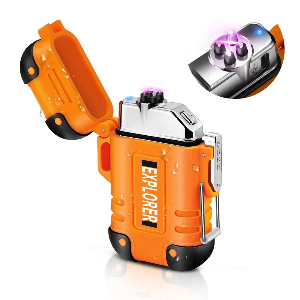 Waterproof USB Rechargeable Double Arc Plasma Lighter type-c-orange by HitMyNeed