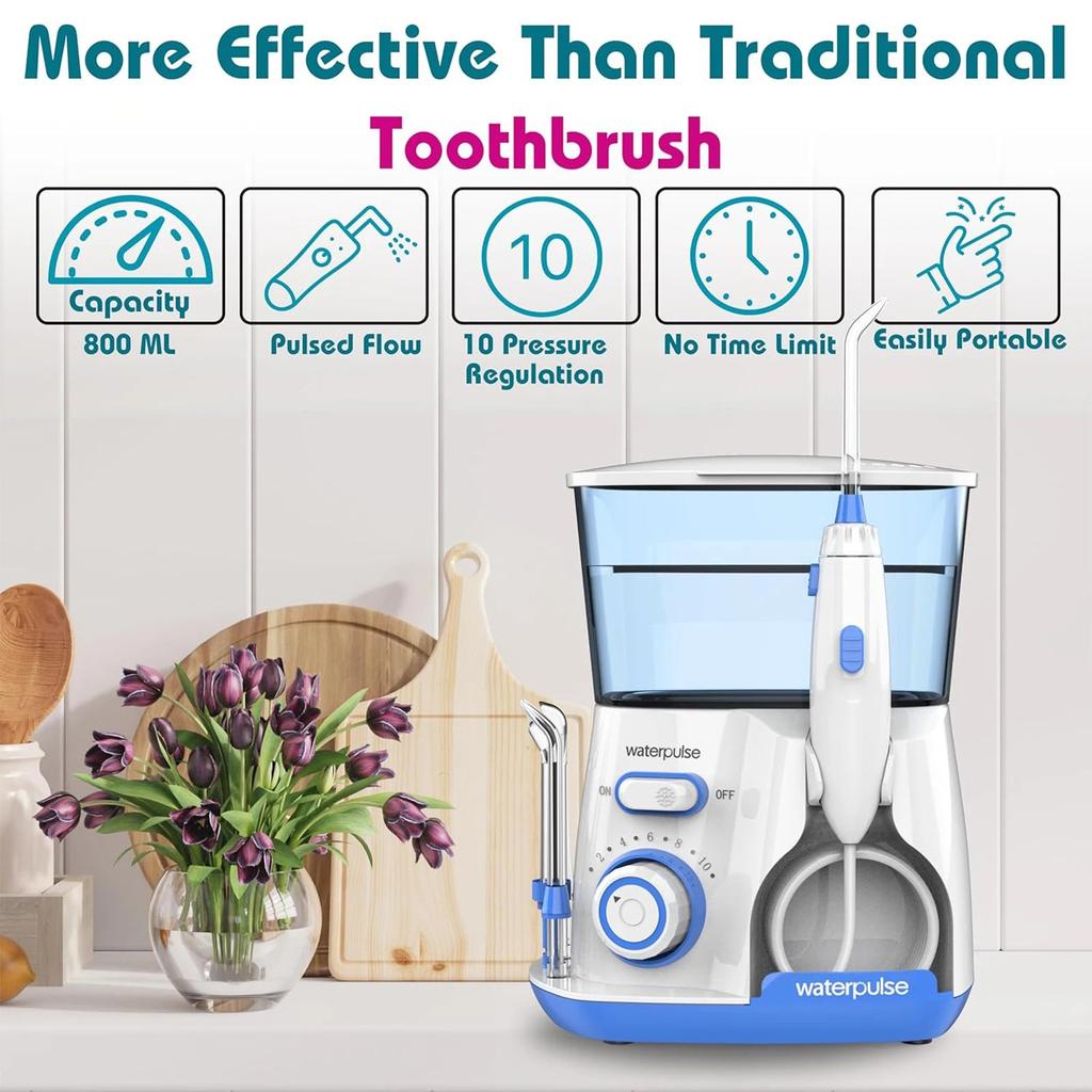 Waterpulse Electric Water Flosser 800ml with 5 Tips kr by HitMyNeed