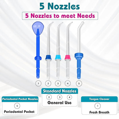 Waterpulse Electric Water Flosser 800ml with 5 Tips uk by HitMyNeed