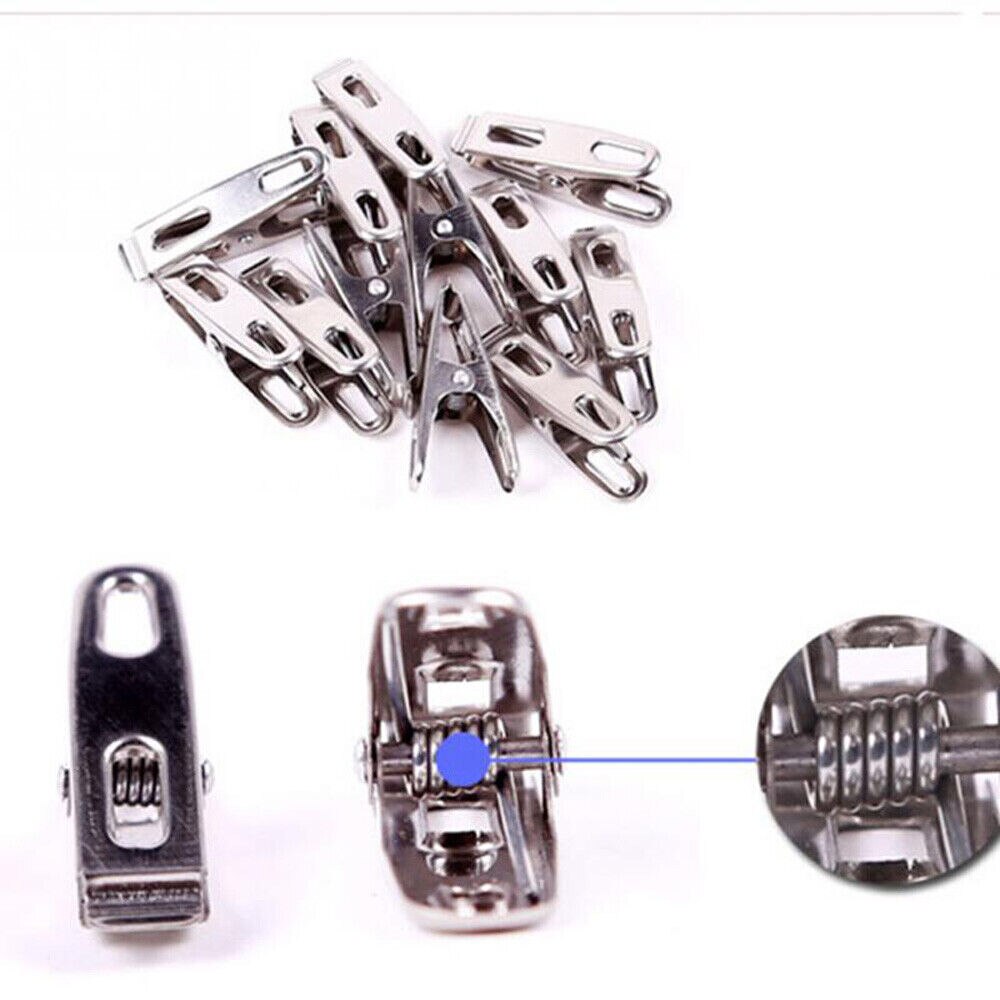 Wear-Resistant Stainless Steel Clothes Clips (20 Pack) by HitMyNeed