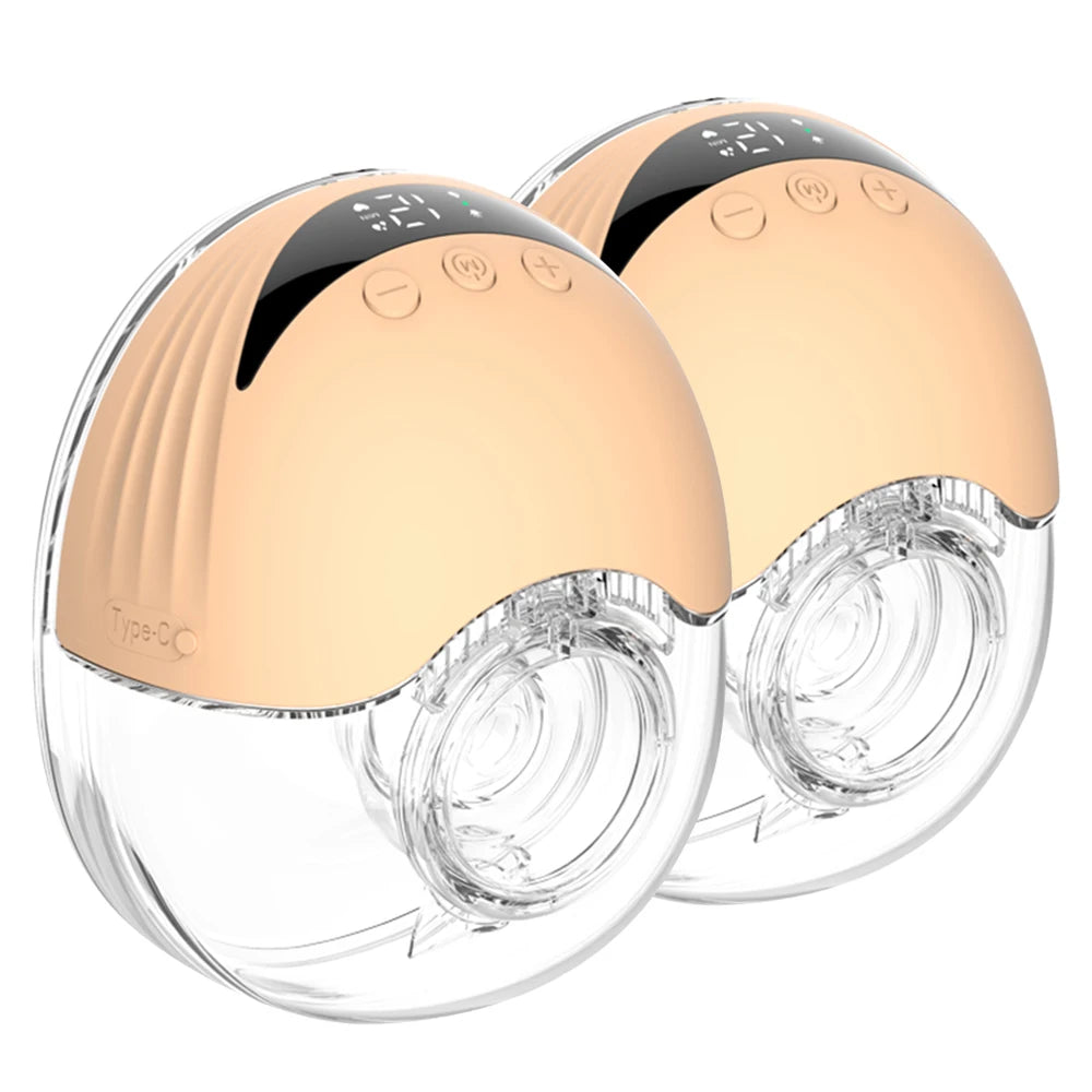 Wearable Hands-Free Electric Breast Pump with LED 2pcs-beige by HitMyNeed