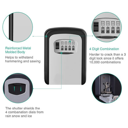 Weatherproof Wall Mount Key Lock Box with 4-Digit Code by HitMyNeed