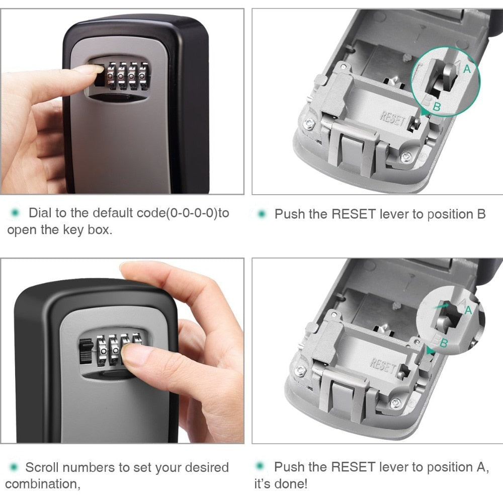 Weatherproof Wall Mount Key Lock Box with 4-Digit Code by HitMyNeed