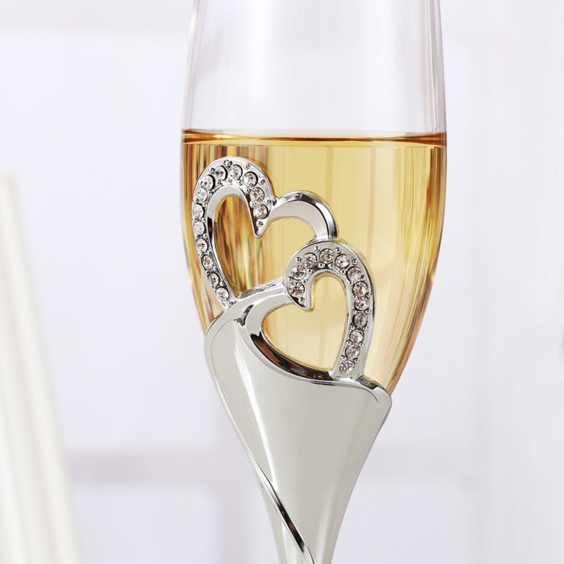 Wedding Champagne Glasses Set, 200 ml, Crystal Accents by HitMyNeed