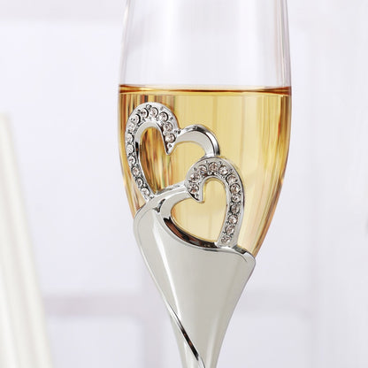 Wedding Champagne Glasses Set, 200 ml, Crystal Accents by HitMyNeed