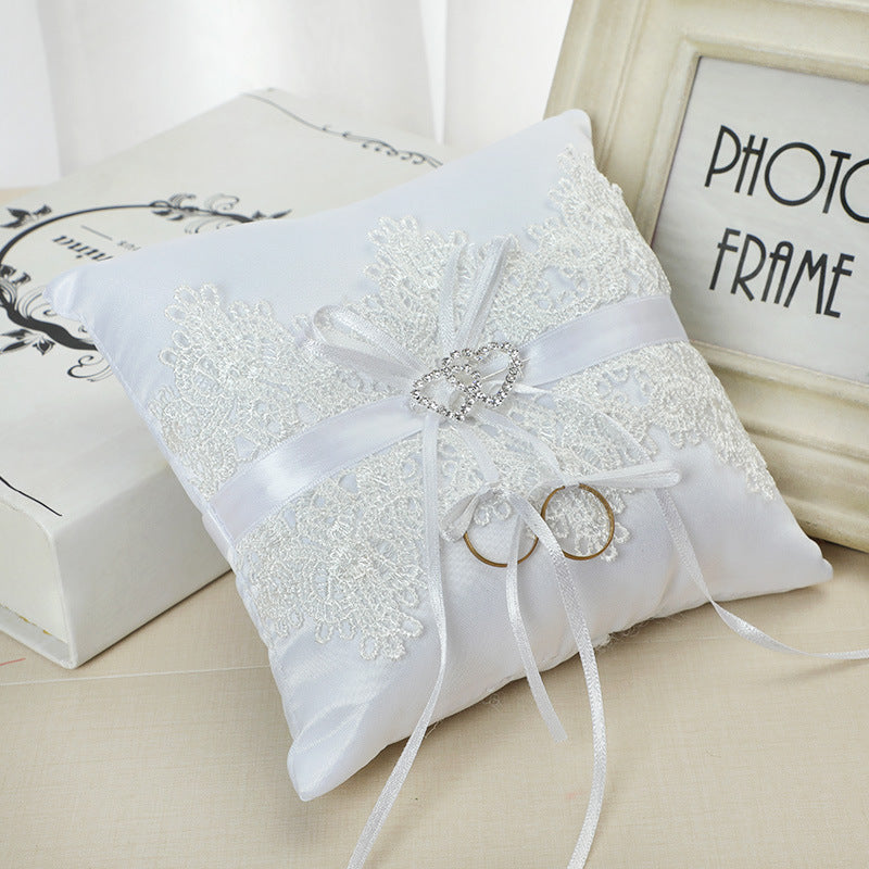 Wedding Lace Ring Bearer Pillow with Heart Detail by HitMyNeed