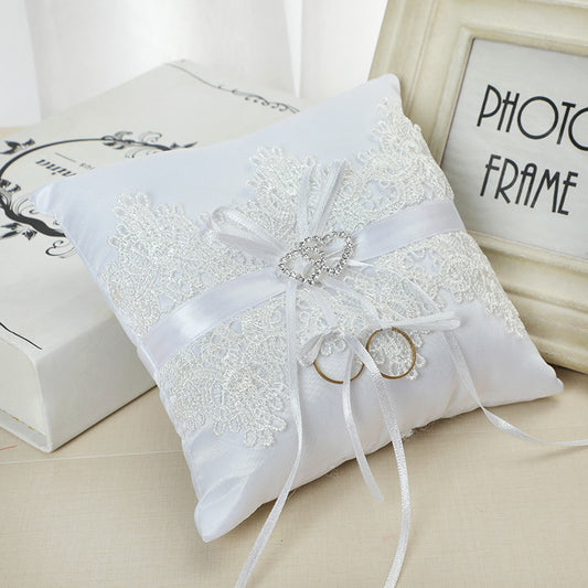 Wedding Lace Ring Bearer Pillow with Heart Detail by HitMyNeed