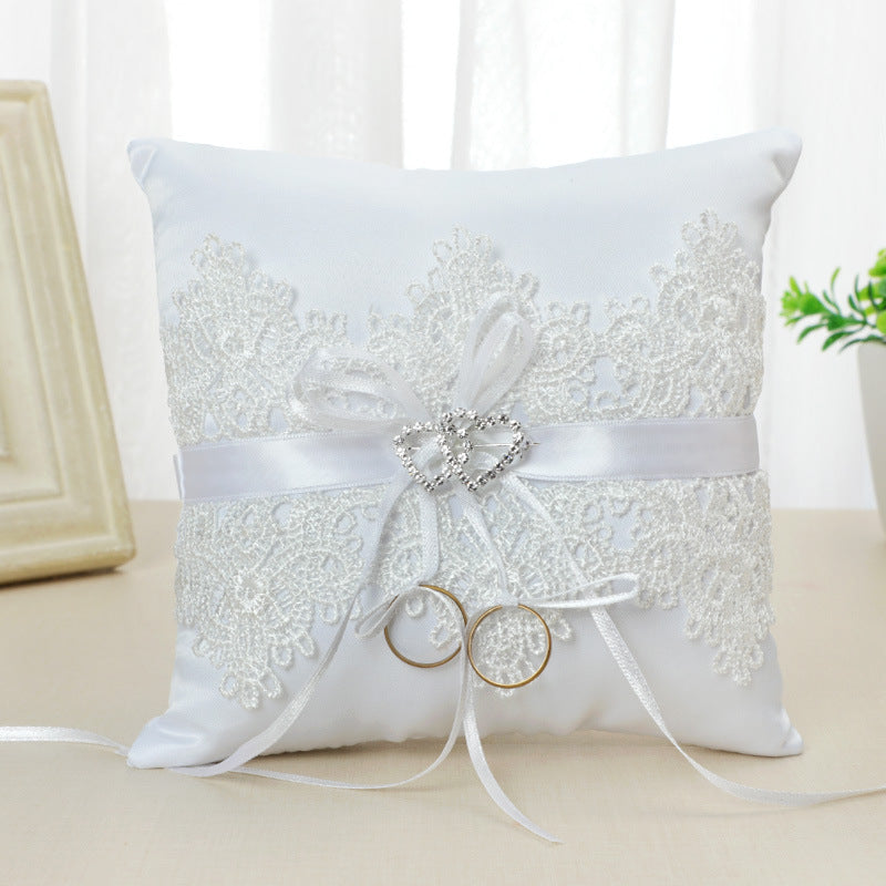 Wedding Lace Ring Bearer Pillow with Heart Detail by HitMyNeed