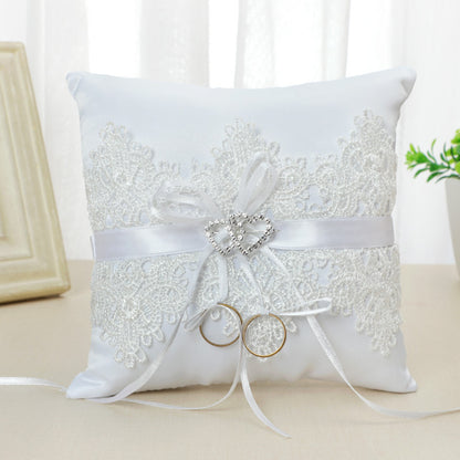 Wedding Lace Ring Bearer Pillow with Heart Detail by HitMyNeed