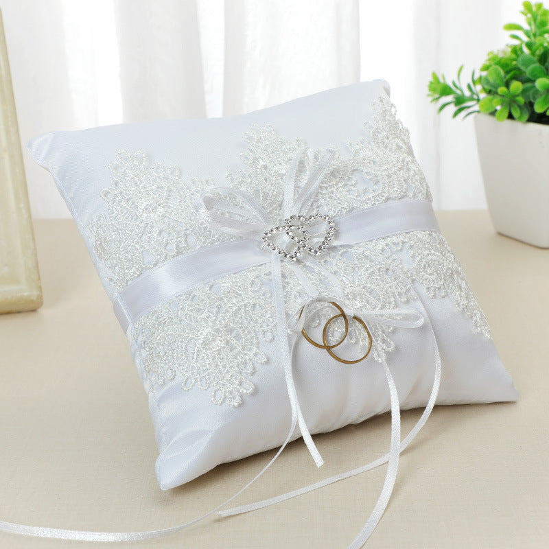 Wedding Lace Ring Bearer Pillow with Heart Detail by HitMyNeed