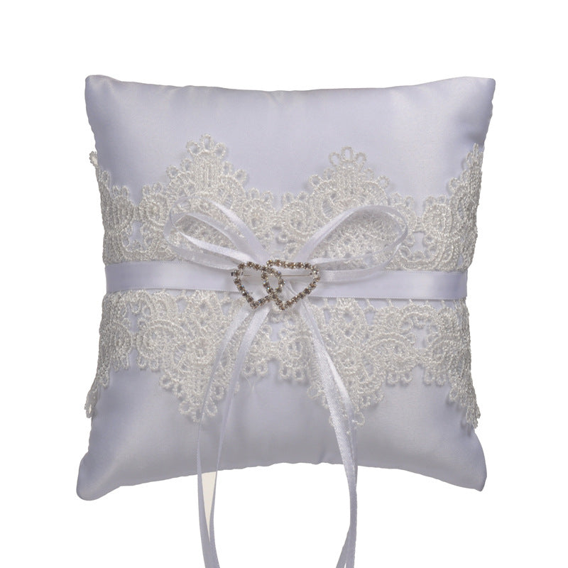 Wedding Lace Ring Bearer Pillow with Heart Detail by HitMyNeed