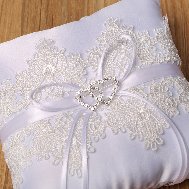 Wedding Lace Ring Bearer Pillow with Heart Detail by HitMyNeed