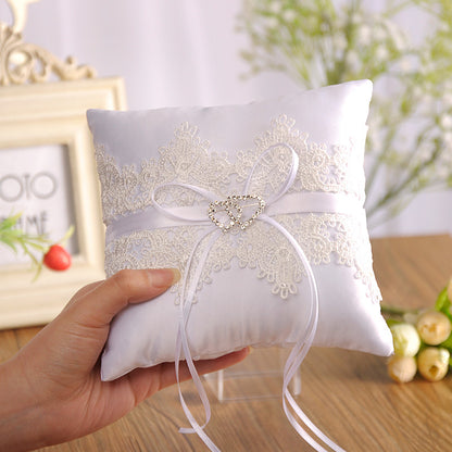 Wedding Lace Ring Bearer Pillow with Heart Detail by HitMyNeed