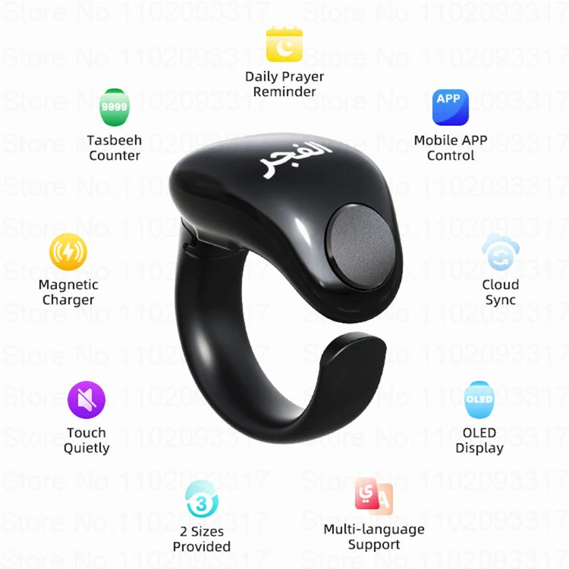 Weslamic Smart Tasbeeh Zikr Ring with Prayer Reminder by HitMyNeed