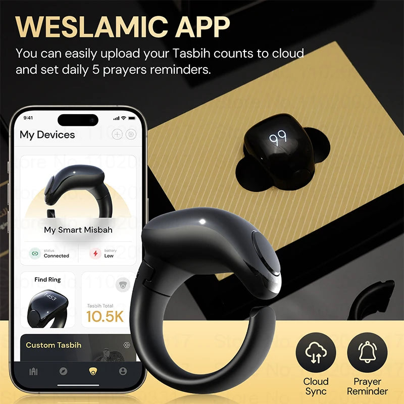 Weslamic Smart Tasbeeh Zikr Ring with Prayer Reminder by HitMyNeed