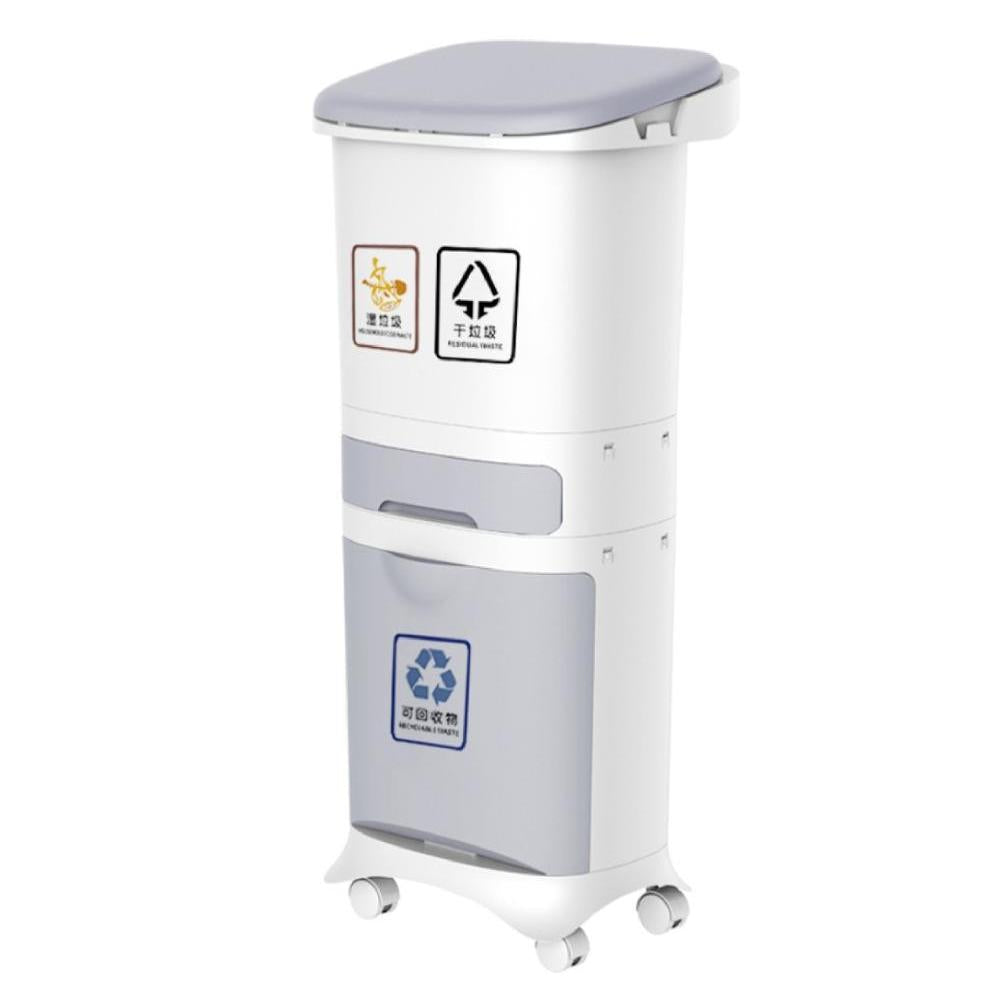 Wheeled Trash Can with Lid - 42L, Multi-Layer Options by HitMyNeed
